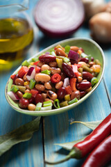 Mixed bean salad, healthy vegetarian meal