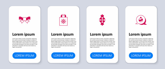 Set Christmas ball, Candy, shopping bag and Gift bow. Business infographic template. Vector