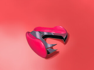 Staple remover pink concentrator made of metal and plastic on a pink background, illustration