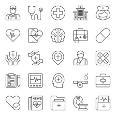 Outline icons for medical healthcare.