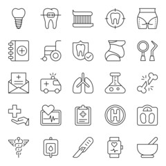 Outline icons for medical healthcare.