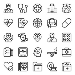 Outline icons for medical healthcare.