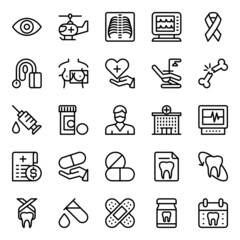 Outline icons for medical healthcare.