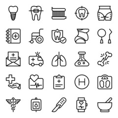 Outline icons for medical healthcare.