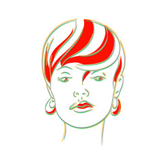 Beautiful female face with short haircut. Fashion vector illustration