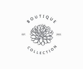 Minimalist floral logo template