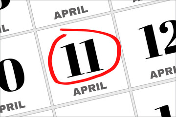 April 11 written on a calendar to remind you an important appointment.
