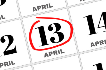 April 13 written on a calendar to remind you an important appointment.
