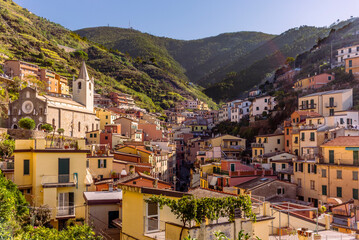 A peaceful view of Rio Maggiore in the Cinque Terre in Italy early in the morning