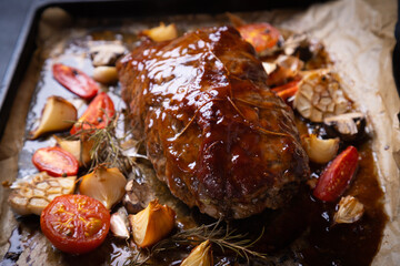Roasted pork neck or shoulder