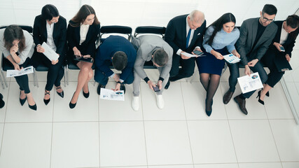 Fototapeta na wymiar top view.group of employees discussing financial documents.