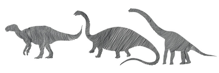 Dinosaurs line art. Vector illustration.
