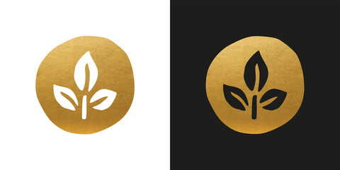 Golden Vegan Vector Logo - Vegan Icon