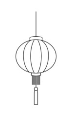 chinese lantern isolated black contour