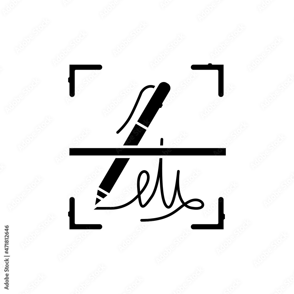 Poster signature identification olor line icon. id and verifying person. pictogram for web page, mobile app