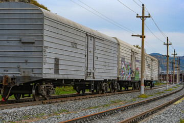 Fototapeta na wymiar freight train on railway station
