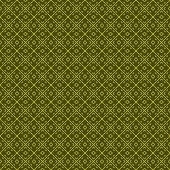 simple vector pixel art seamless pattern of minimalistic abstract ornate tile on dark green background
