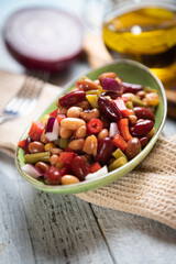 Mixed bean salad, healthy vegetarian meal