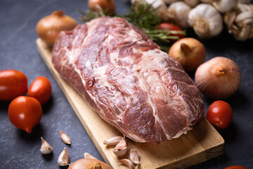 Raw pork prepared for roasting