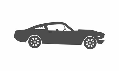 Black moving car icon isolated on white background. Suitable for all businesses.

