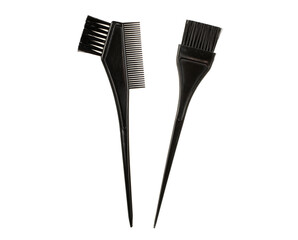 Professional hairdresser tools - paint brush and comb black color, isolated on white background,...