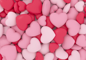 Fototapeta premium Close up of hearts on full heart background. Valentine's Day.
