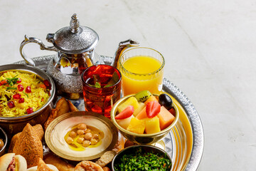 Food platter served during Iftar in the Holy Month of Ramadan
