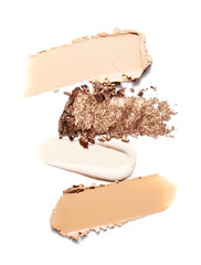 Cosmetic background with eye shadows and tone foundation