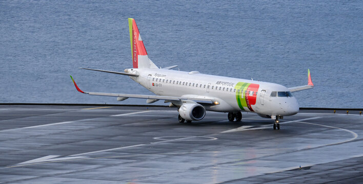 Embraer E195 TAP At Madeira Airport, Madeira Island, Portugal