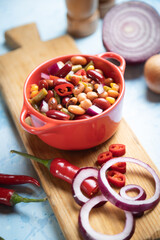 Mixed bean salad, healthy vegetarian meal