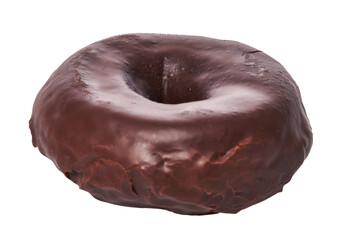  Single delicious chocolate doughnut isolated on a white background