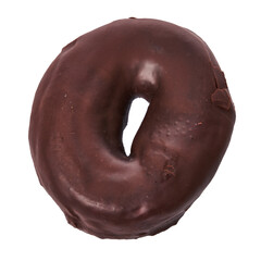  Single delicious chocolate doughnut isolated on a white background