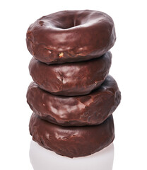  Stack of chocolate doughnuts isolated on a white background
