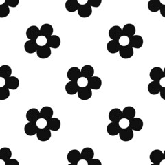 Fototapeta premium Black and white vector seamless flower pattern