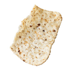  Single bitten mexican nacho chip isolated on a white background