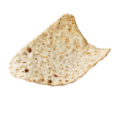  Single mexican nacho chip isolated on a white background