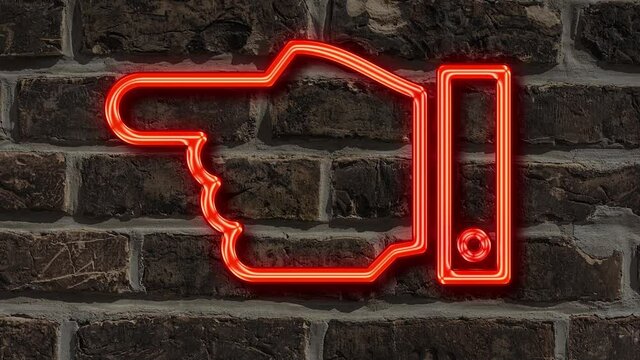 Detailansicht einer Leuchtreklame an einer Mauer mit der Aufschrift Fleischerei