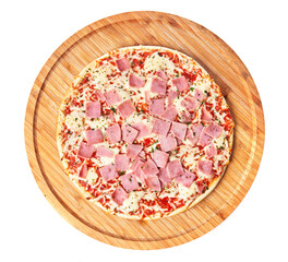  Delicious prosciutto italian pizza isolated on a white background