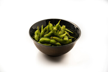 Edamame soybeans isolated on a white background - traditional asian food