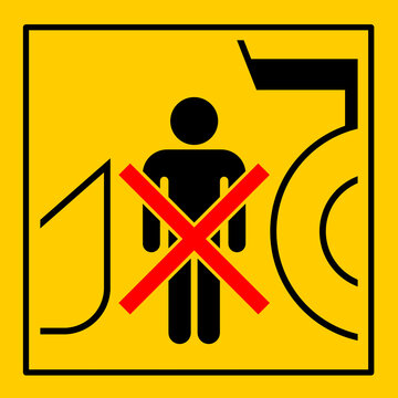 mssn78 MachineSafetySignNew mssn - Maschine / Warnzeichen: Maschinenkennzeichnung einzeln - Niemals in den Gefahrenbereich zwischen Vorsatzger&auml;t und Maschine treten . g10995