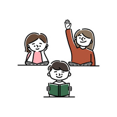 授業中の子供たちのイラスト