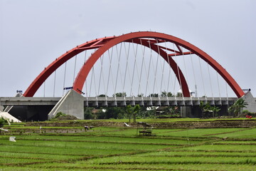 The splendor of the Kali Kut Bridge, the Icon of the Trans Java Toll Road, has a wide view on the...