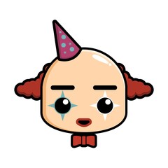 Cute and adorable clown mascot with bow tie. Vector illustration.