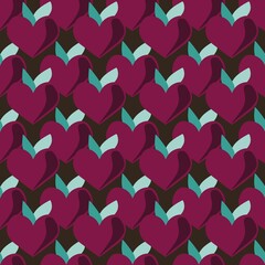 Seamless valentines pattern with peach hearts for postcard and gifts and cards 