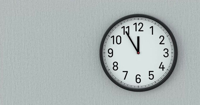 4k Resolution Video: Modern Wall Clock Show The Running Time on a Wall Background Loop Animation Time Lapse 