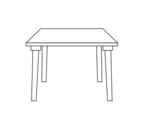 Table on a white background. Silhouette. Vector illustration.