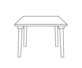 Table on a white background. Silhouette. Vector illustration.