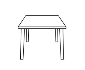 Table on a white background. Silhouette. Vector illustration.