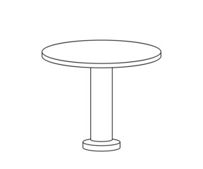 Round table on an isolated background. Silhouette. Vector illustration.