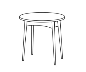 Round table on an isolated background. Silhouette. Vector illustration.